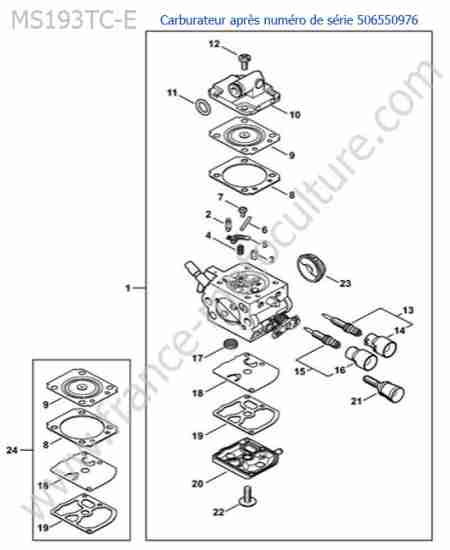 STIHL - MS193T-CE : Carburateur 113720