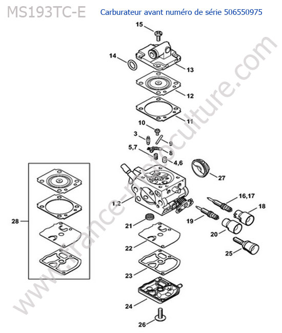 Carburateur 113706 STIHL MS193T-CE
