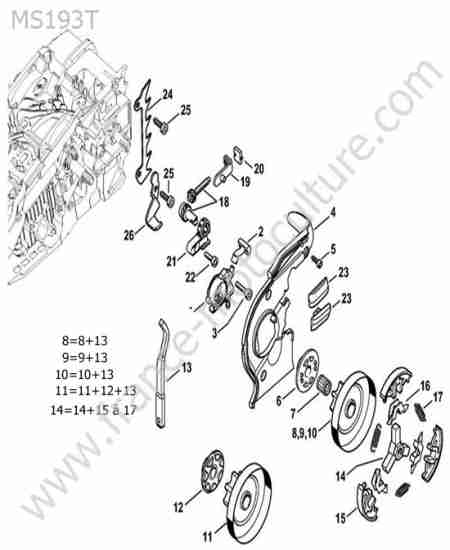 STIHL - MS193T : Pompe huile / embrayage