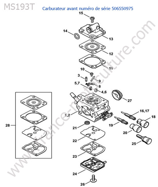 Carburateur 113706 STIHL MS193T