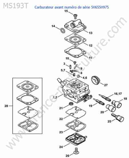 STIHL - MS193T : Carburateur 113706