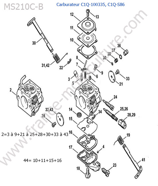 Carburateur c1q-100335 / c1q-s86 STIHL MS210-CB