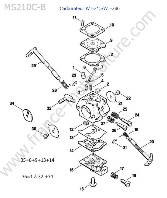 Carburateur wt-215/wt-286 STIHL MS210-CB