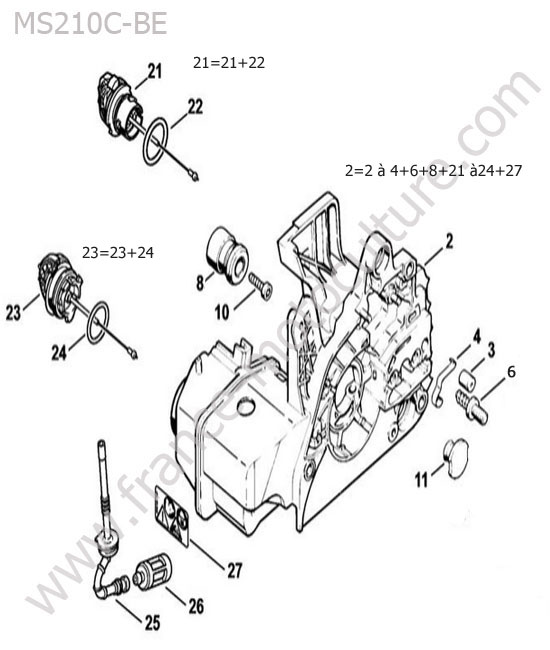 Carter moteur STIHL MS210-CBE