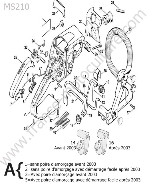 Carter poignee STIHL MS210