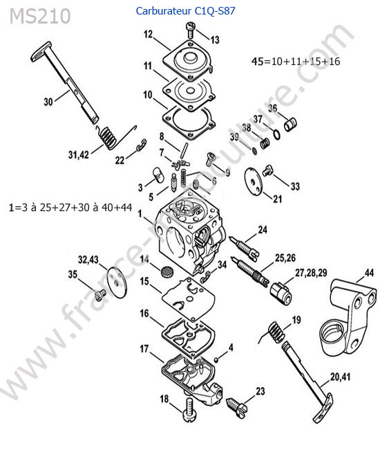 Carburateur c1q-s87 STIHL MS210