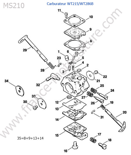 Carburateur wt215/wt286b STIHL MS210