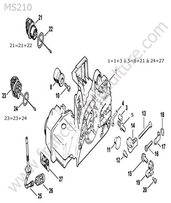 Carter moteur STIHL MS210