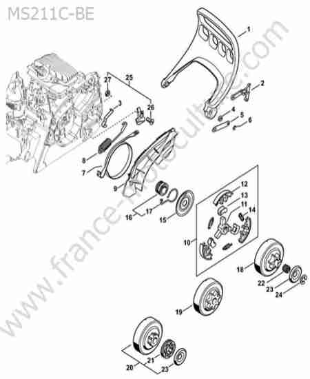 STIHL - MS211-CBE : Embrayage / frein chaine