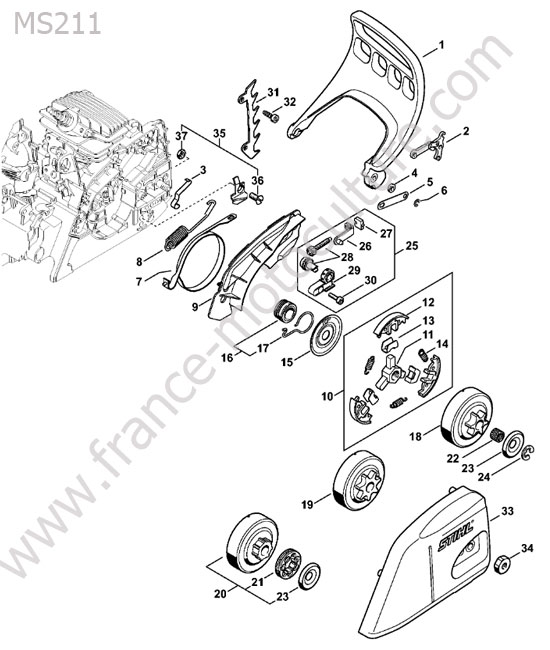 Frein chaine / embrayage STIHL MS211