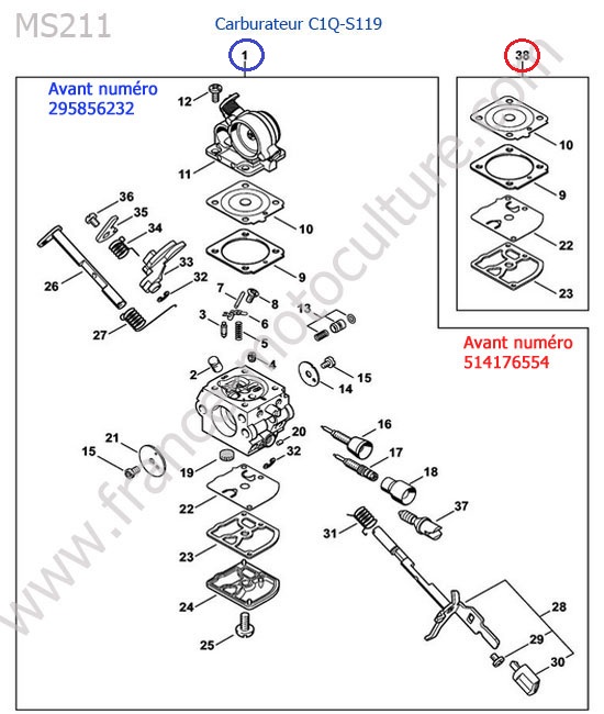 Carburateur c1q-s119 STIHL MS211