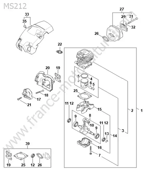 Cylindre / piston STIHL MS212-1