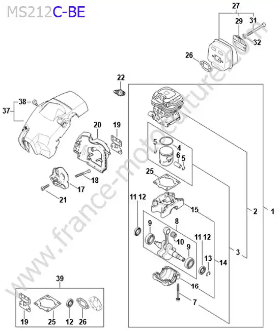 Cylindre / piston STIHL MS212-2