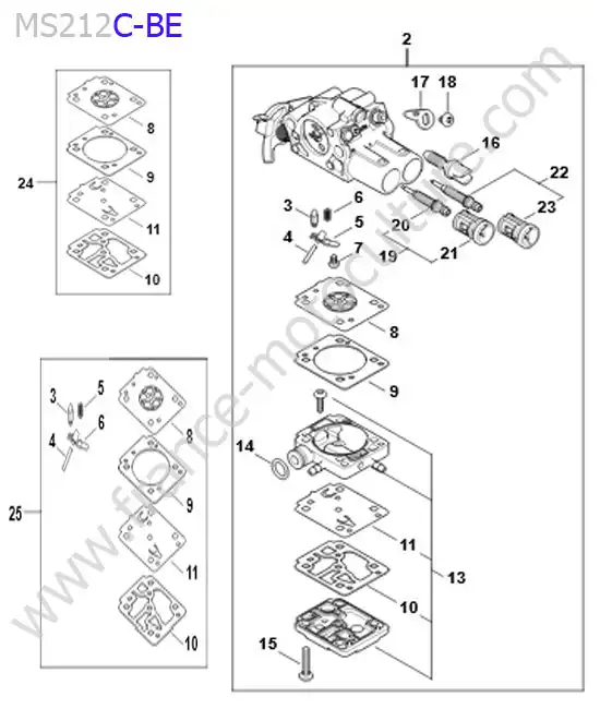 Carburateur 1148/63 STIHL MS212-2