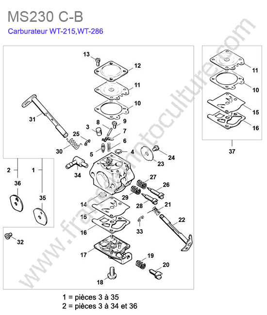 Carburateur wt215 / wt286 STIHL MS230-CB