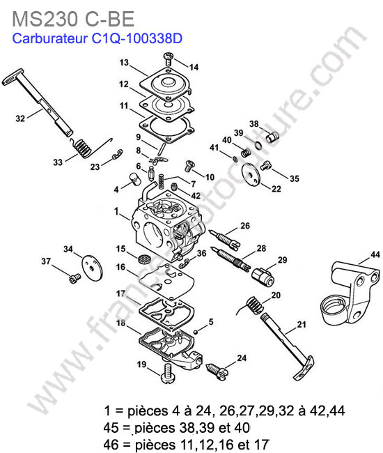 Carburateur c1q-100338d STIHL MS230-CBE