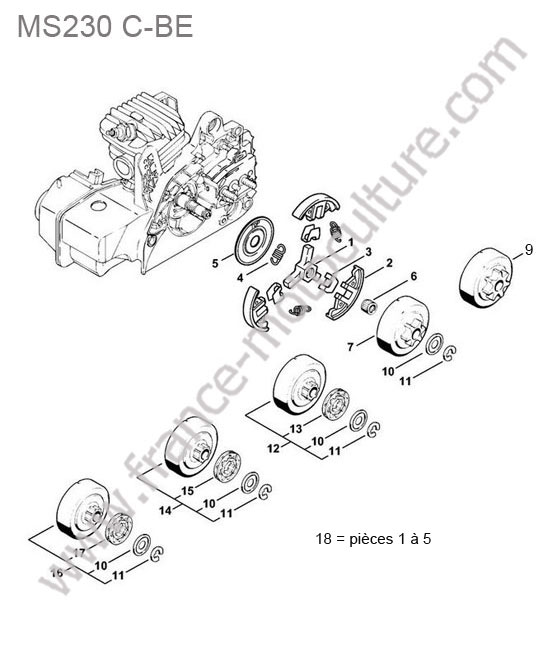 Embrayage STIHL MS230-CBE