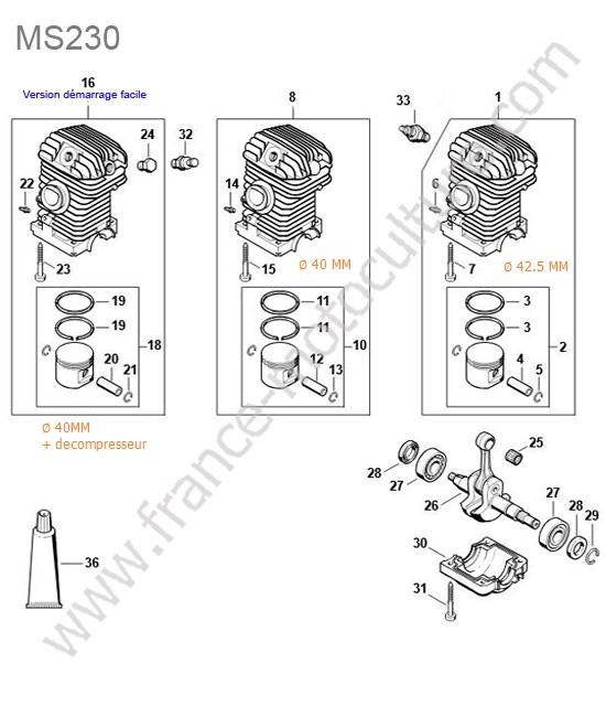 STIHL - MS230 : Cylindre