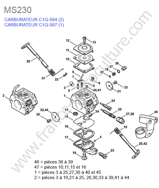 STIHL - MS230 : Carburateur c1q-s87 / c1q-s84