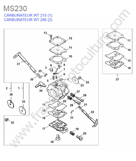 STIHL - MS230 : Carburateur wt215 / wt286