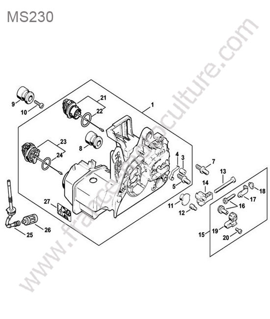 Carter moteur / reservoir STIHL MS230