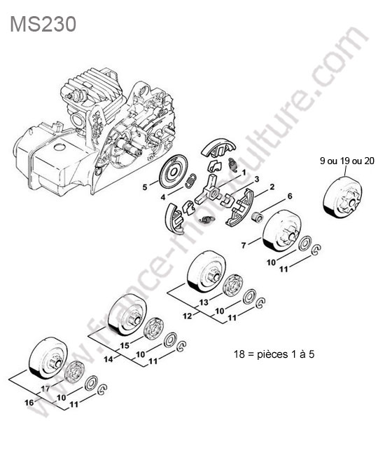 STIHL - MS230 : Embrayage