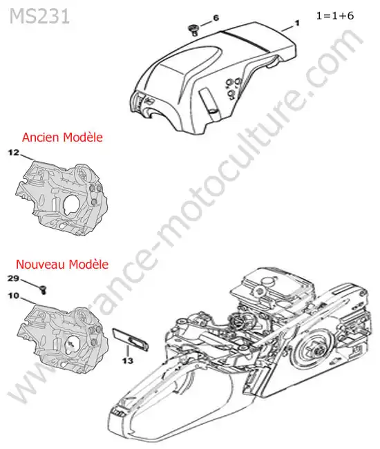 Schema assemblage (Capot) de STIHL MS231-1 Vue éclatée (Capot) pour STIHL - MS231-1