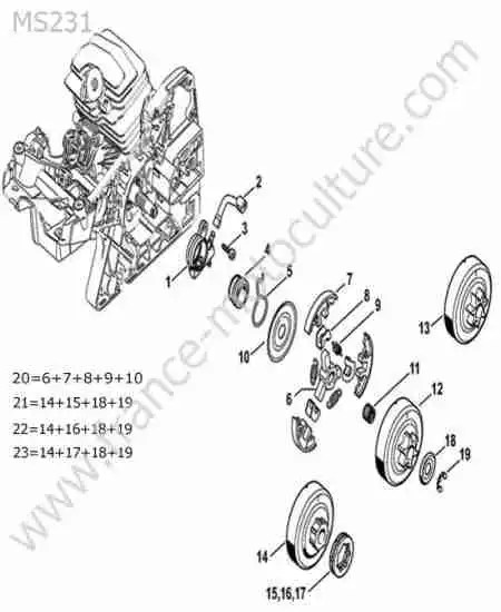 STIHL - MS231-1 : Pompe huile / embrayage 