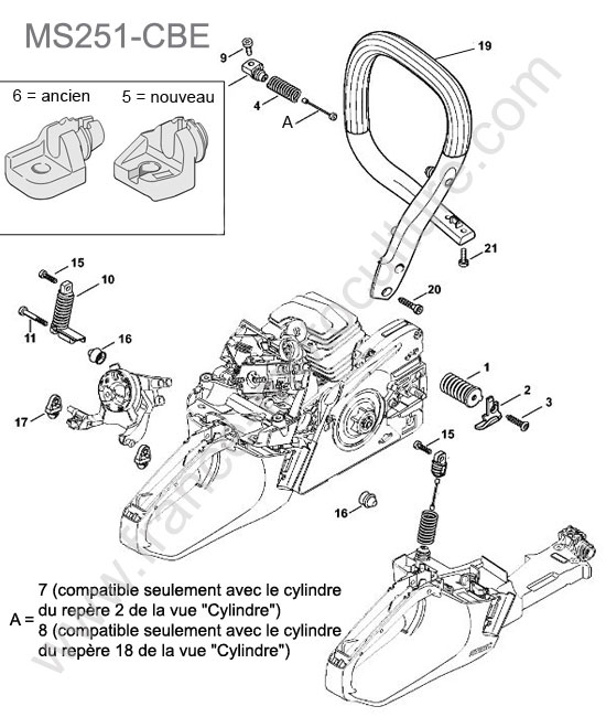 Poignee STIHL MS251-CBE