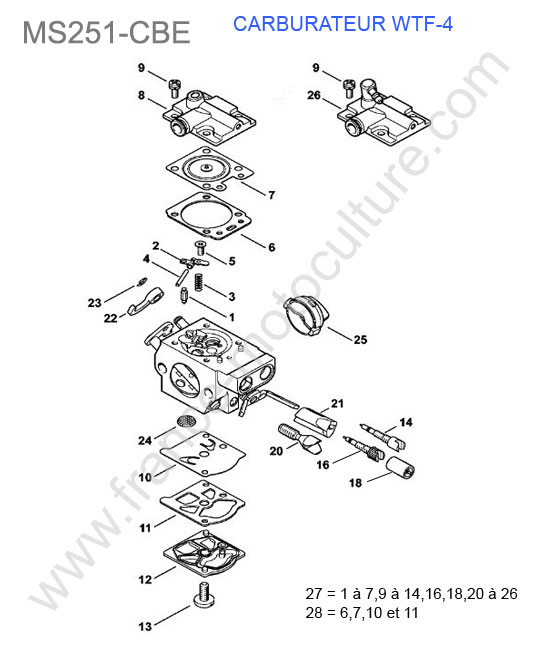 Carburateur wtf-4 STIHL MS251-CBE