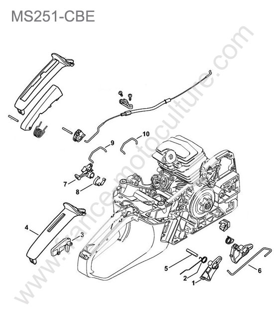 Commande gaz STIHL MS251-CBE