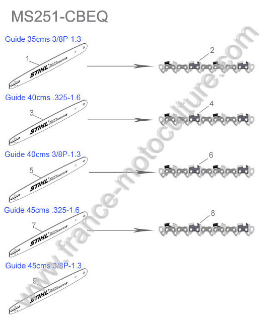 Guide / chaine STIHL MS251-CBEQ