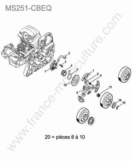 STIHL - MS251-CBEQ : Pompe huile / embrayage