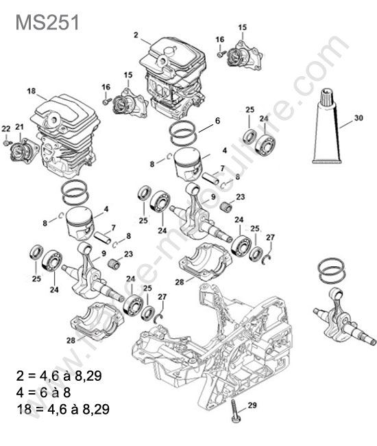 Cylindre / piston STIHL MS251