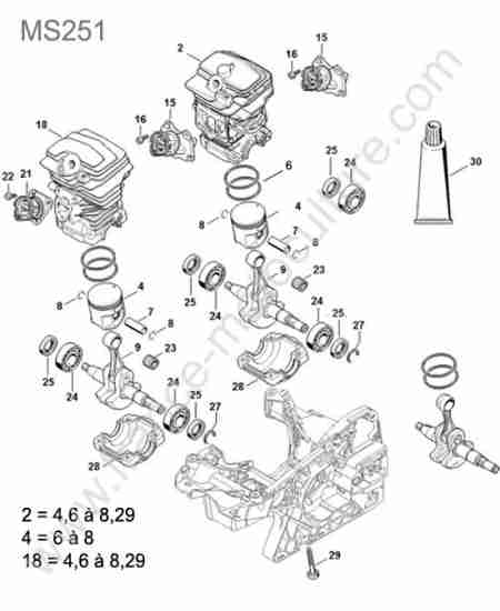 STIHL - MS251 : Cylindre / piston