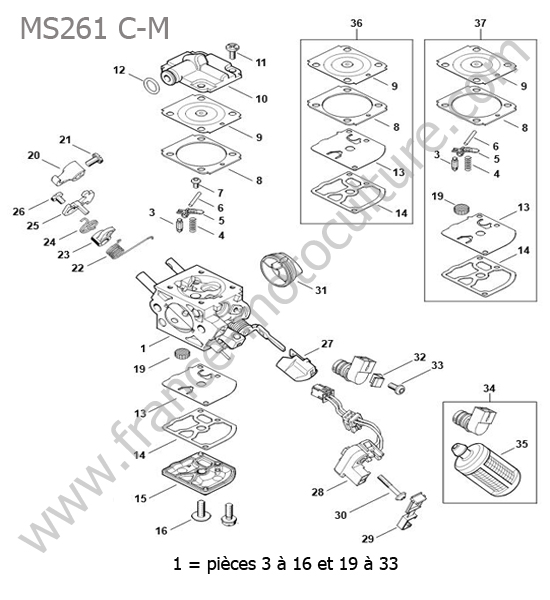 Carburateur 1141/30 STIHL MS261-CM