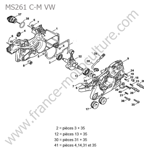 Vilebrequin / carter STIHL MS261-CMVW