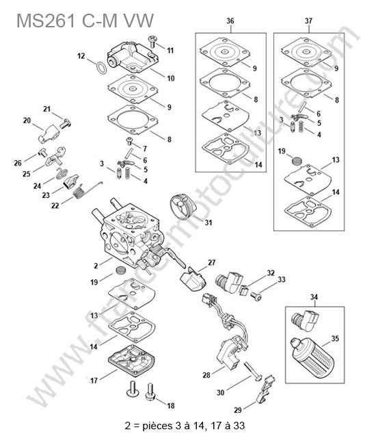 Carburateur 1141/34 STIHL MS261-CMVW