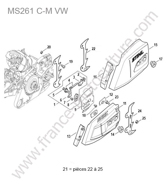 Tension chaine STIHL MS261-CMVW