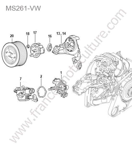 Admission / filtre air STIHL MS261-VW