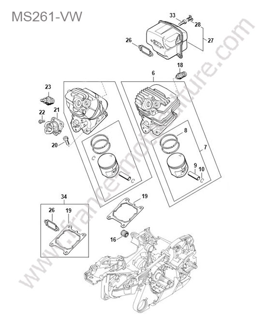Cylindre / piston STIHL MS261-VW