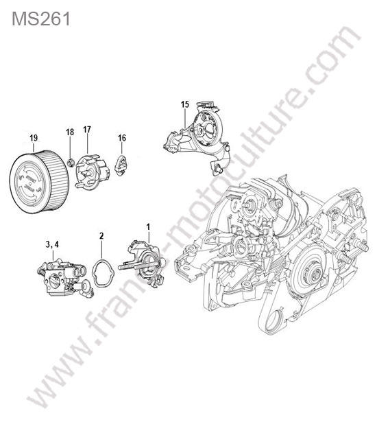 Support carburateur / filtre STIHL MS261