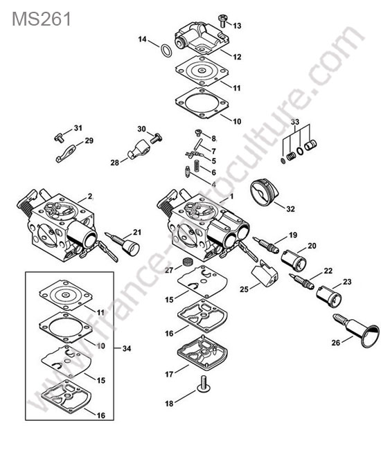 Carburateur  STIHL MS261