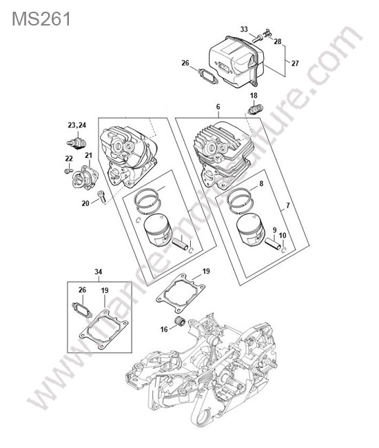 Cylindre / piston STIHL MS261