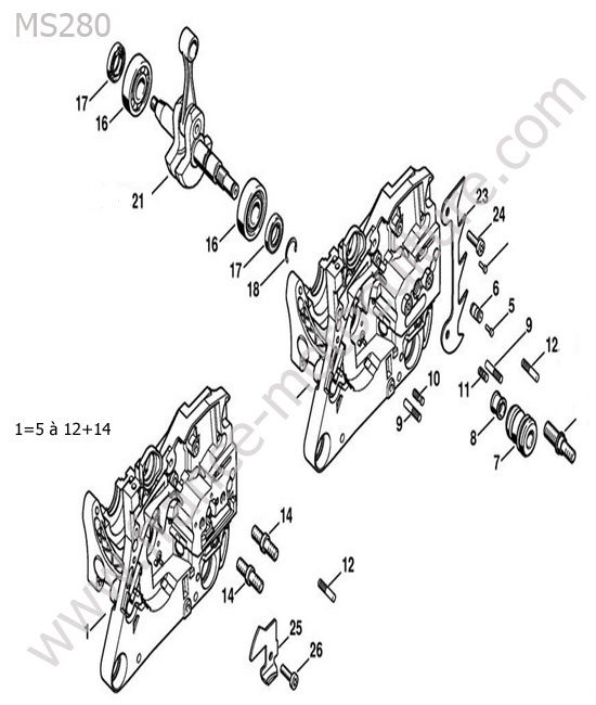 Carter vilebrequin STIHL MS280