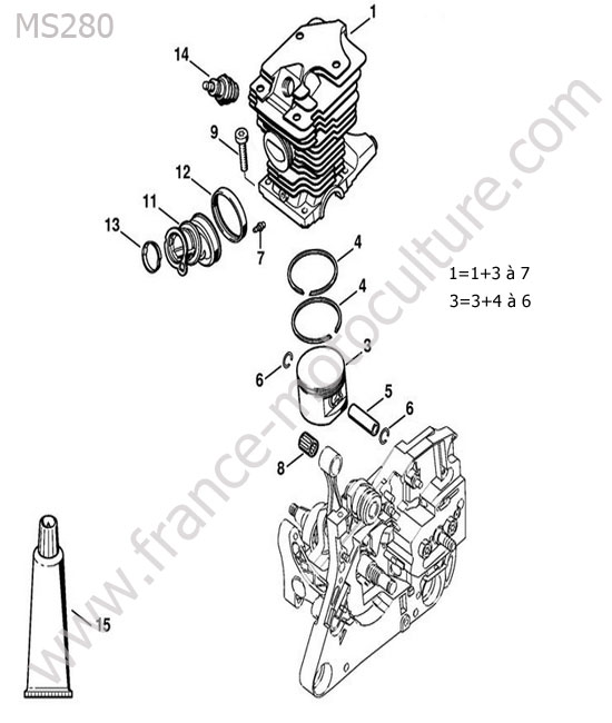 Cylindre / piston STIHL MS280