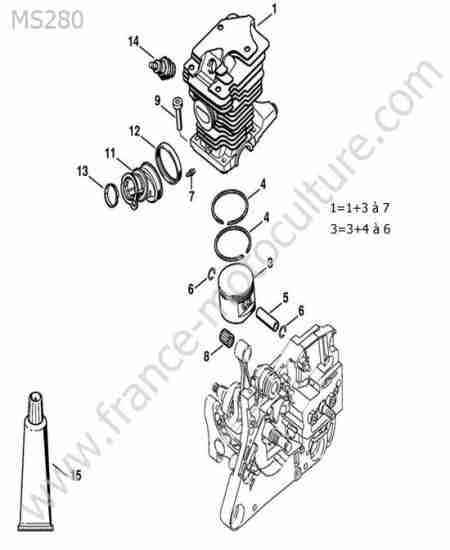STIHL - MS280 : Cylindre / piston