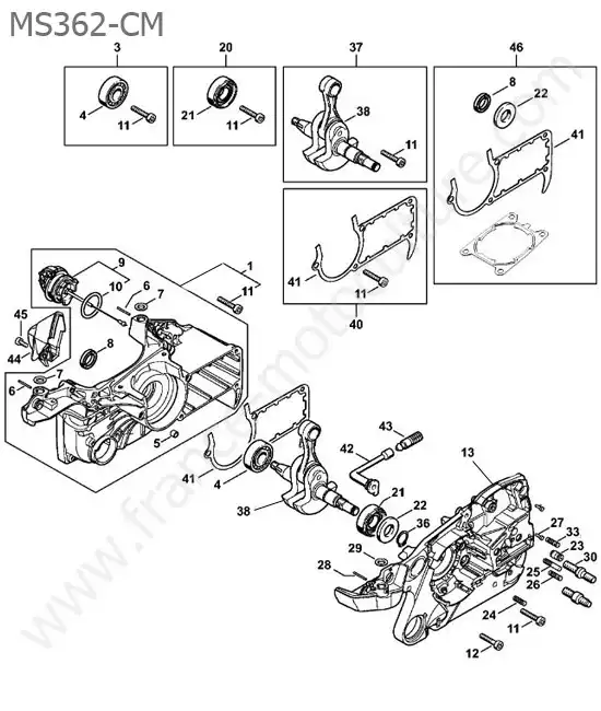 Carter / vilebrequin STIHL MS362-CM