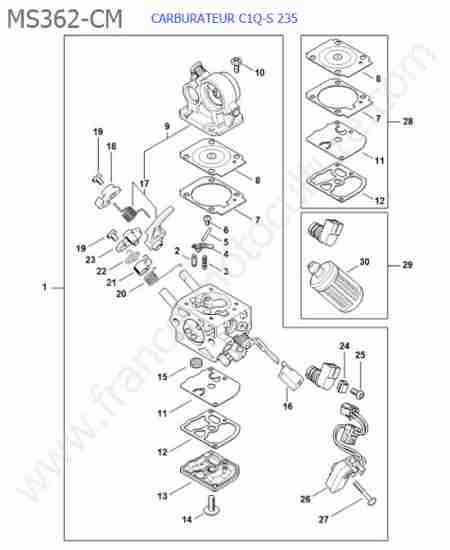 STIHL - MS362-CM : Carburateur c1q-s235