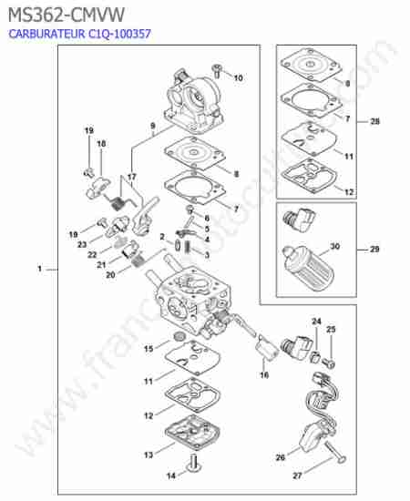STIHL - MS362-CMVW : Carburateur c1q-s235/100357d